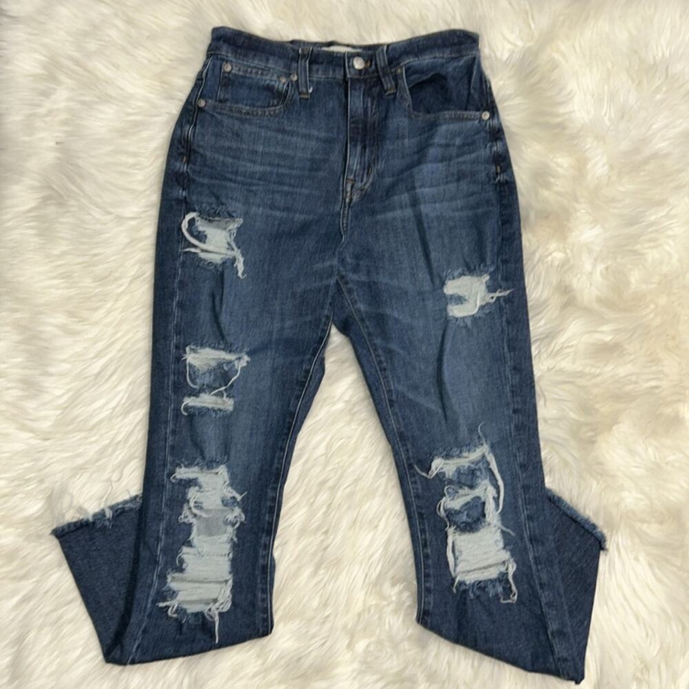 Madewell High-Rise Slim Boyfriend Jeans Women’s 27 Dark Wash Distressed